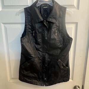 Odyn Womens Vest Black W/O Faux Fur Trim Closure Zipper/snap Size Medium